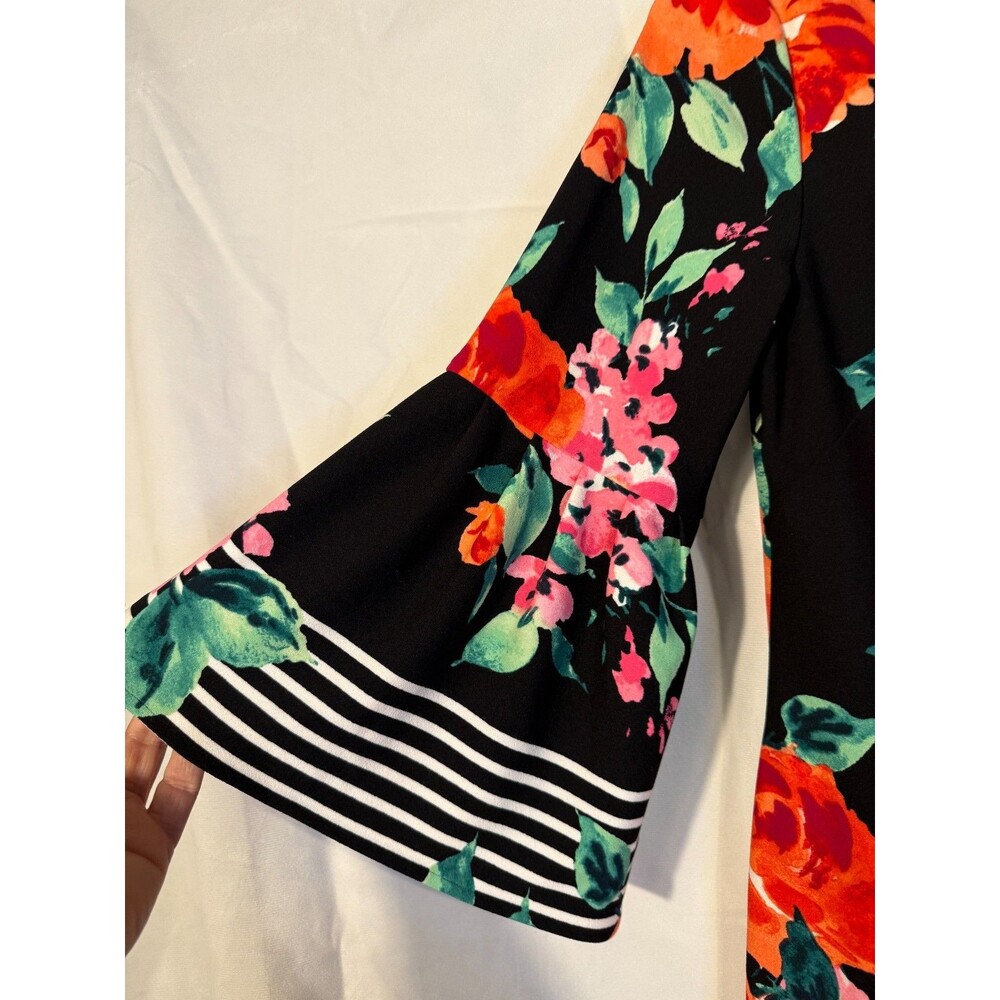 New Floral Black Garden Party Dress Cottagecore Women's 12 Large Boho Jessica H - Picture 4 of 5